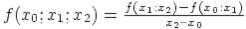 f(x_0;x_1;x_2) = \frac{f(x_1;x_2)-f(x_0;x_1)}{x_2  x_0}